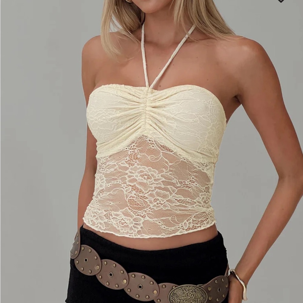 Princess Polly Cream Lace Crop Top